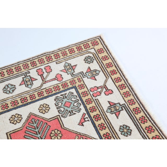 Vintage Decorative Tribal Rug With Stylized Medallions & Folk Motifs -3' 5'' X 4' 2'' For Sale - Image 9 of 12
