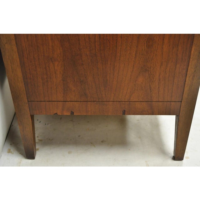 Vintage Drexel Mid Century Modern Walnut 5 Drawer Tall Chest Dresser Highboy For Sale - Image 13 of 18