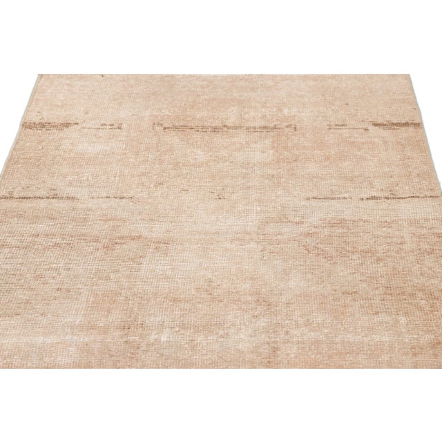 Tan 1960s Vintage Turkish Handmade Tan Tribal Wool Runner For Sale - Image 8 of 9