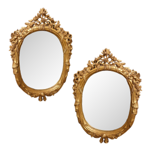 Pair of Monumental Oval Louis XV Style Mirrors