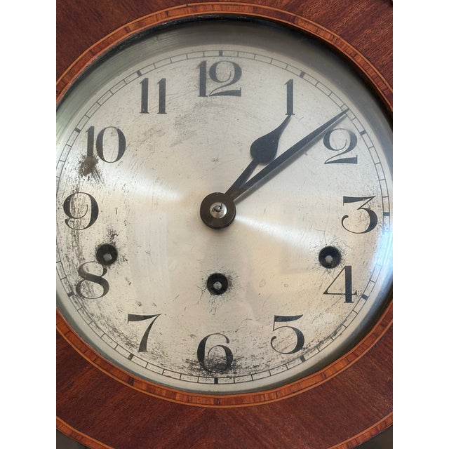 Antique German mahogany Inlaid French Style Box Wall Clock 8 Day with Westminster Chime. Item features Bronze ormolu,...