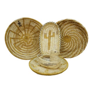 Rare Lot Vintage Papago Tohono O'Odham Naitive American Indian Woven Baskets For Sale