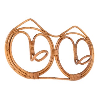 Round Coat Rack in Bamboo and Hand-Woven Wicker attributed to Franco Albini, Italy, 1960s For Sale