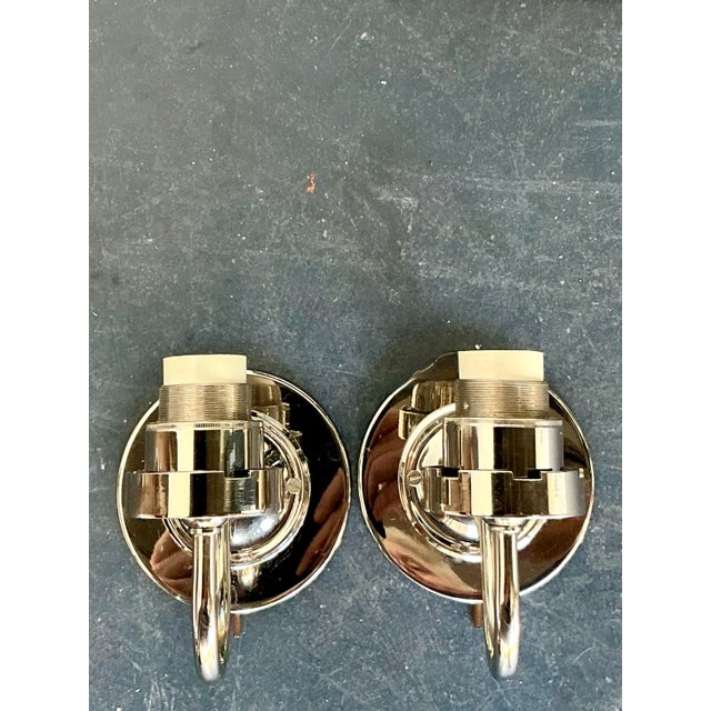Vintage Boho Vaughan Polished Nickel Light Sconce - A Pair For Sale - Image 11 of 11