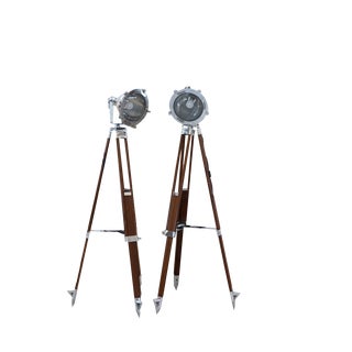 Vintage Nautical Projector Tripod Floor Lamps WISKA, 1990s, Set of 2 For Sale
