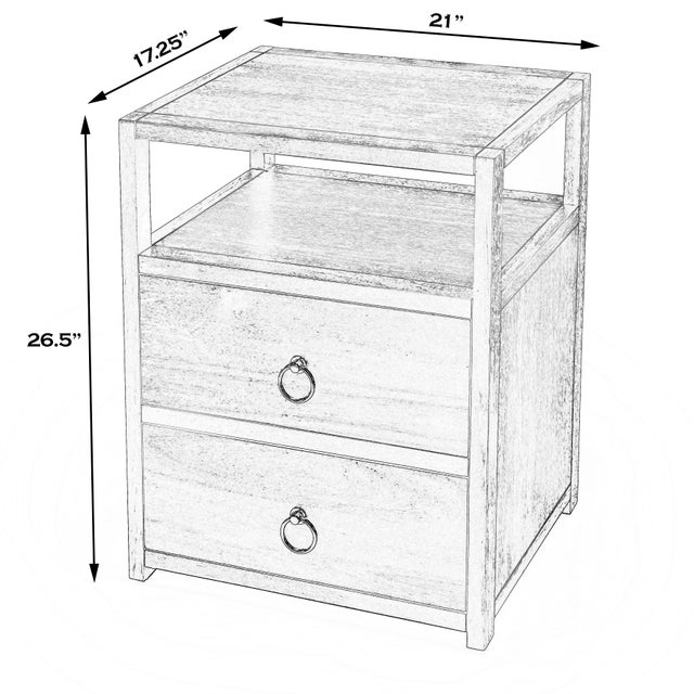 Modern Lark 21 in. W Wood 2 Drawer Nightstand with Open Storage Shelf, Washed Black For Sale - Image 3 of 8