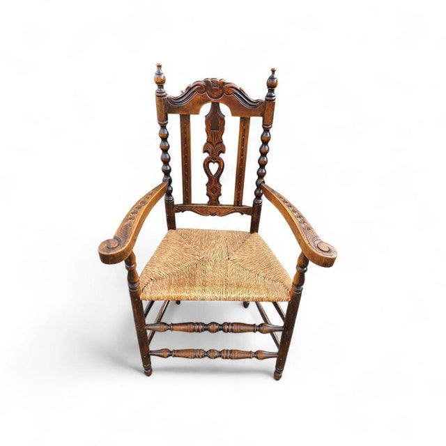 Ornate Wood Bobbin Wicker Dining Chairs, Set of 6 For Sale - Image 9 of 18