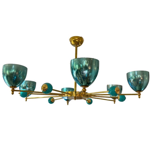 Turquoise Globes Chandelier, 1980s For Sale - Image 6 of 6