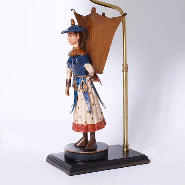 Figural Tole Table Lamps - A Pair For Sale - Image 4 of 8