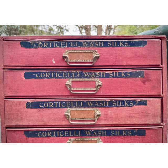 English 1920s Antique Specimen Case Corticelli Silk Spool Cabinet For Sale - Image 3 of 6