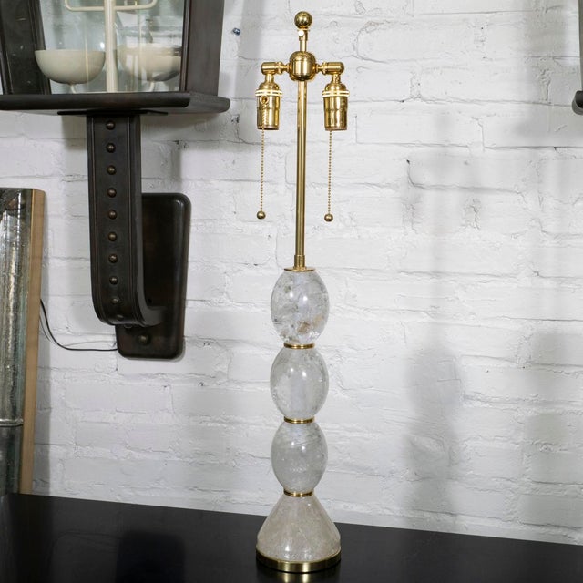 Modern Pair of rock crystal table lamps For Sale - Image 3 of 7