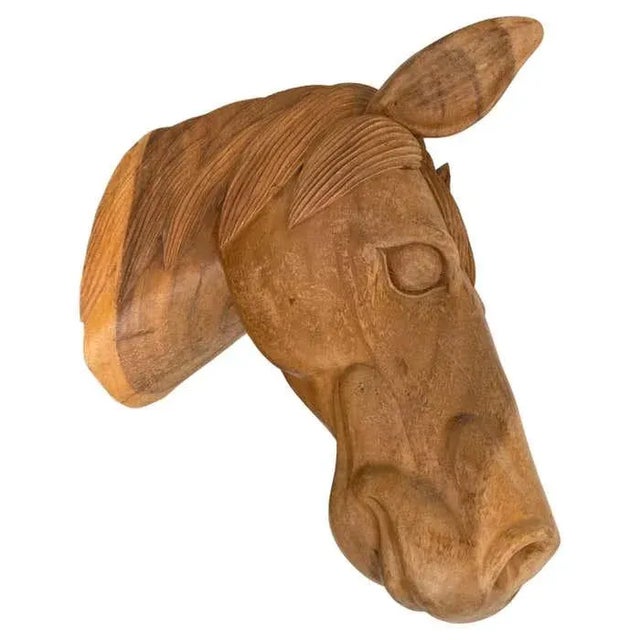 1960s Carved Life Size Wood Horse Head For Sale - Image 13 of 13