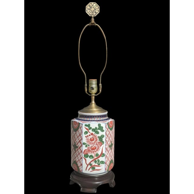 Vintage Imari Porcelain Table Lamp With Lampshade For Sale - Image 10 of 17