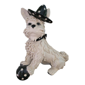 Vintage Spaghetti Noodle Black White Polka Dot Ball Italian Scotty Dog Statue Room Decor