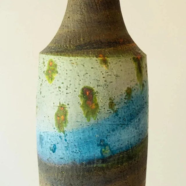 Ceramic Floor or Table Lamp with Silk Lampshade attributed to R. Houben, 1970s For Sale - Image 6 of 13
