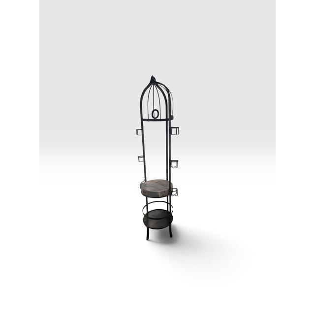 1980s Signed Phyllis Morris Beverly Hills Monumental Wrought Iron Wine & Cheese Stand, 83” For Sale In West Palm - Image 6 of 11