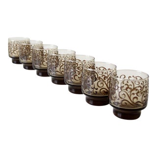 Vintage Libbey Prado Scroll Tumblers Set of 7 For Sale