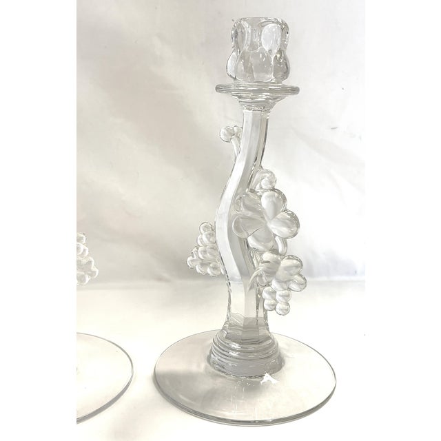 Mid 20th Century 1940's Heisey Glass Grape Cluster Candlesticks- A Pair For Sale - Image 5 of 13