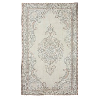 1960s Vintage Washed Out Turkish Rug- 6′ × 9′10″ For Sale