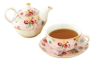 Vintage-Inspired Floral Tea-for-One Candle Set, Hand-Poured Reusable Teapot & Teacup