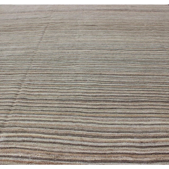 Gray Keivan Woven Arts Modern Kilim With Solid Design in Variation of Gray Tones For Sale - Image 8 of 12