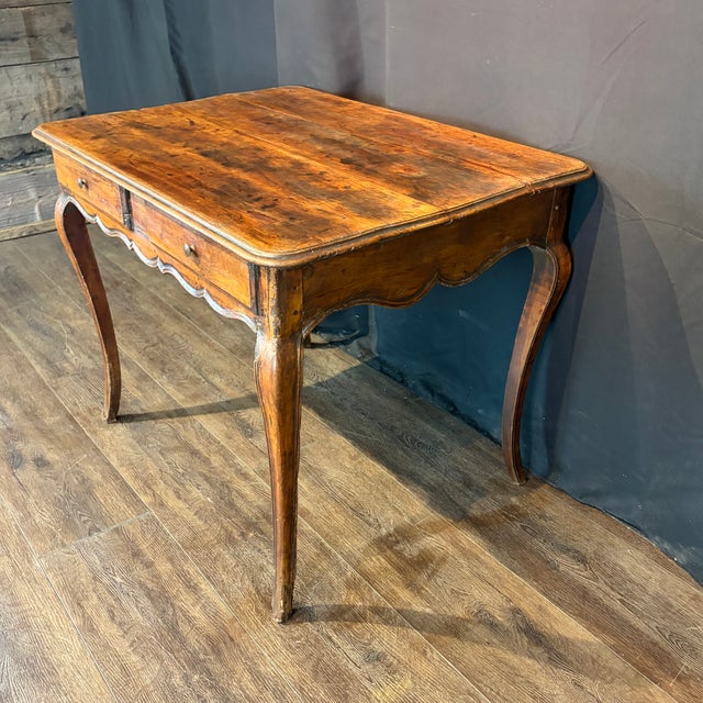 Late 19th Century 19th Century French Louis XV Walnut Writing Desk With Two Drawers For Sale - Image 5 of 7