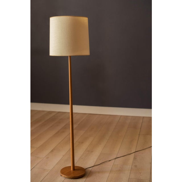Mid-Century Modern Vintage Scandinavian Teak Floor Lamp With Drum Shade For Sale - Image 3 of 17