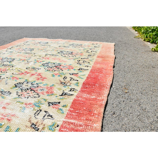 1970s 1970s Turkish Red Floral Rug For Sale - Image 5 of 9