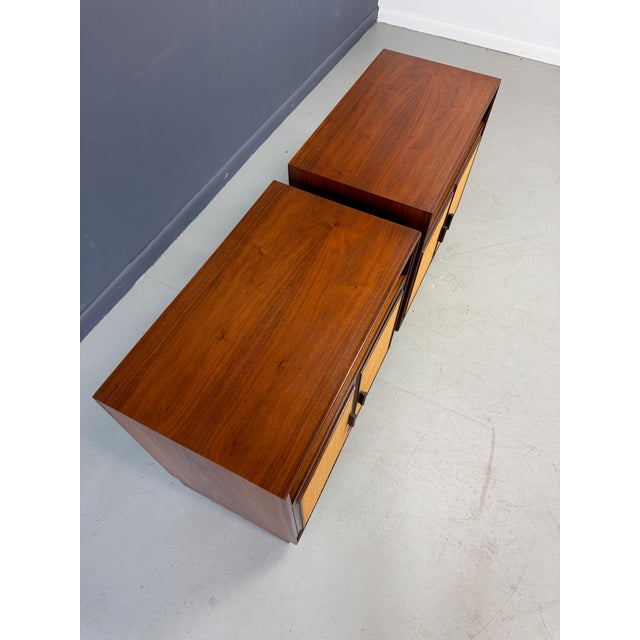 1950s Pair of Cane-Front Walnut Nightstands by Arne Vodder for Vamo Sønderborg For Sale - Image 9 of 14