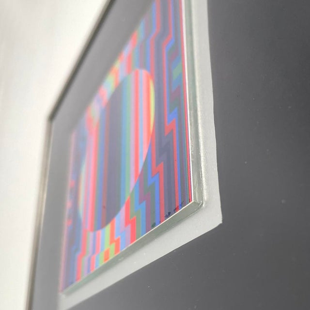 Paper Victor Vasarely, Hungarian Modern Op Art Composition, 1970s, Framed For Sale - Image 7 of 13