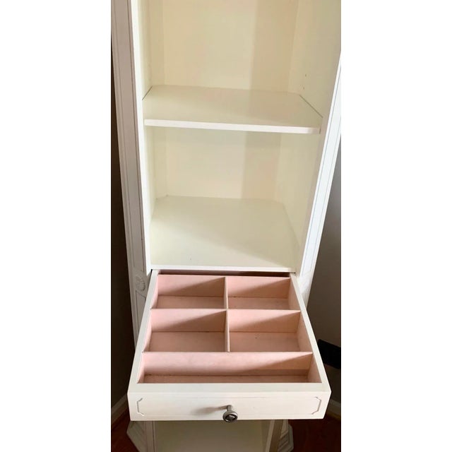 French Provincial Bright White Rotating Mirrored Jewelry Armoire For Sale - Image 3 of 7