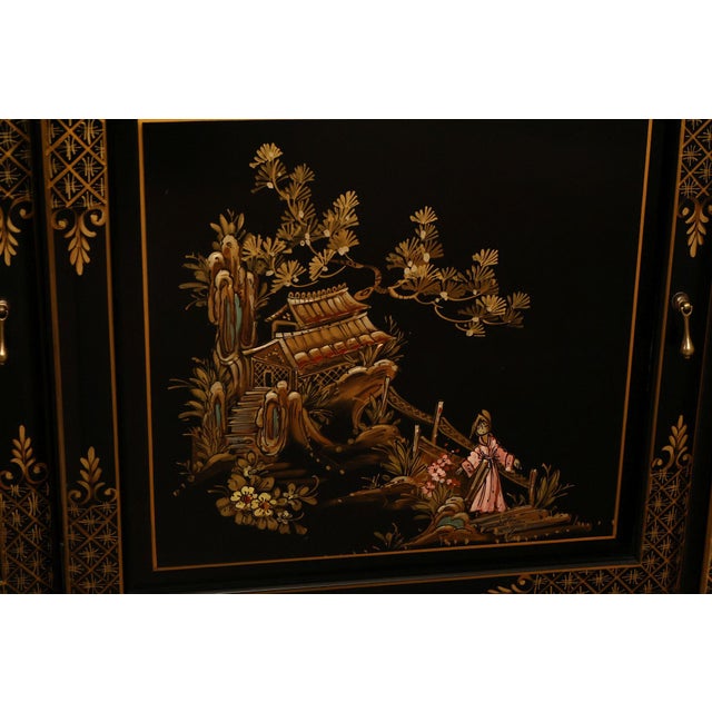 Union National Chinoiserie Hand Painted China Display Cabinet For Sale - Image 15 of 18