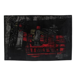 Hand Woven Rug, Signed by Maurice Andre, 1950 French Piece, Limited Edition For Sale