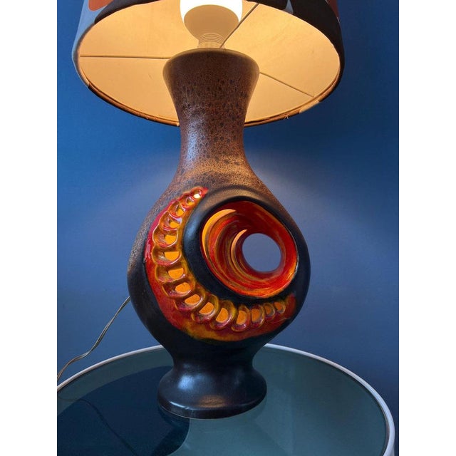 Orange Ceramic Floor Lamp with Dotted Shade, West Germany For Sale - Image 4 of 11