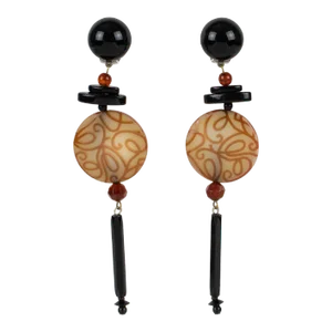 Angela Caputi Dangle Resin Pair of Clip Earrings Arabesque Design