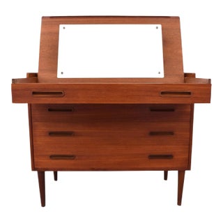 Vintage Danish Mid Century Modern Teak Low Boy Dresser Vanity For Sale