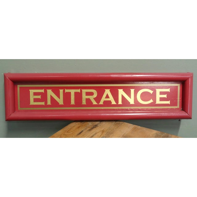 Hand-Painted Red and Gold Leaf Entrance Sign, 1960s For Sale - Image 4 of 7