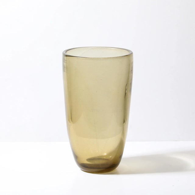 Modernist Smoked Amber Hand-Blown Murano Glass Vase For Sale - Image 4 of 10