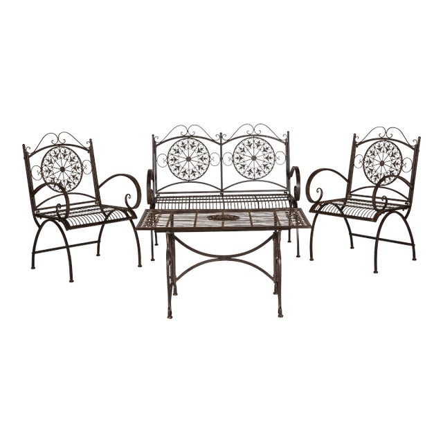 Penelope Garden Set in Rustic Brown - 4 Pieces For Sale