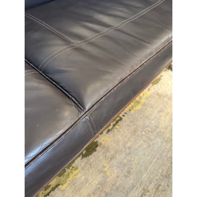 Maria Yee Cambria Leather + Wood Sofa For Sale - Image 10 of 12