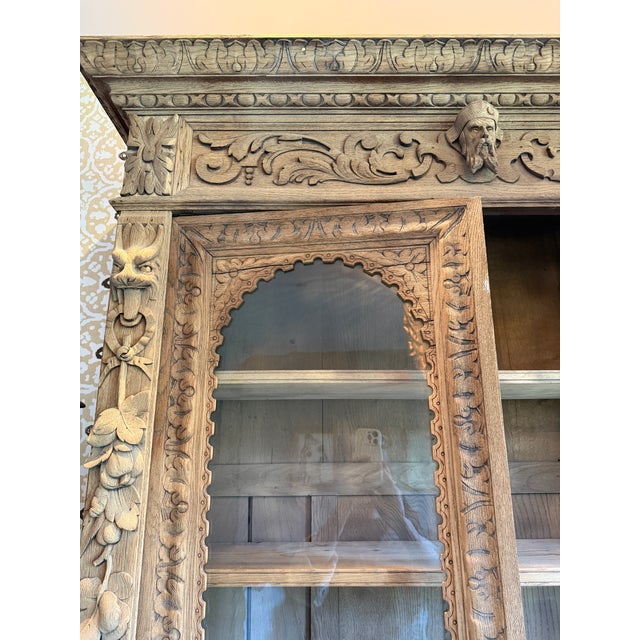 Mid 19th Century 19th Century French Louis XIII Bleached Oak Hunting Buffet Deux Corps/Bookcase For Sale - Image 5 of 9