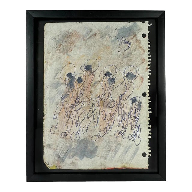 Late 20th Century Purvis Young (American, 1943-2010) Mixed Media on Composition Paper For Sale