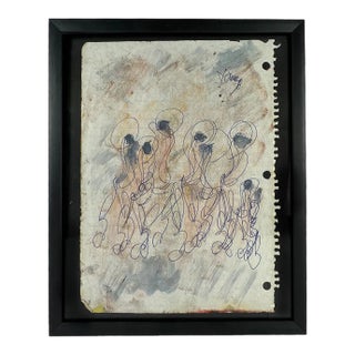 Purvis Young (American, 1943-2010) Mixed Media on Composition Paper For Sale