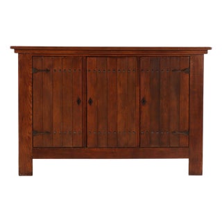 French Brutalist Oak Cabinet, C. 1960 For Sale