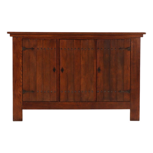 French Brutalist Oak Cabinet, C. 1960 For Sale