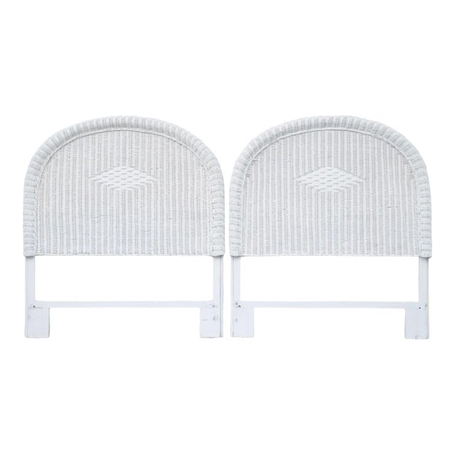 White Rattan Twin Headboards - a Pair For Sale