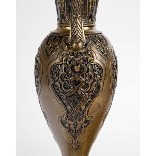 Metal Antique Napoleon III Bronze Vases, 1800s, Ste of 2 For Sale - Image 7 of 9