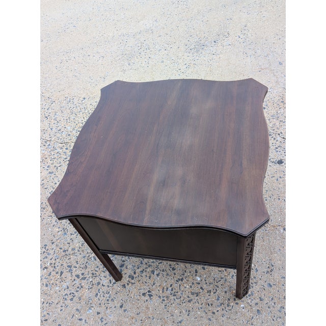 Brown 1980s Ethan Allen Nightstand End Table Cabinet Sliding Pocket Doors For Sale - Image 8 of 11
