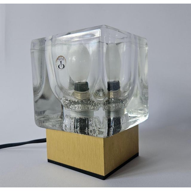 1970s Mid-Century Modern Ice Cube Glass Table Lamp from Peill & Putzler, Germany, 1970s For Sale - Image 5 of 13