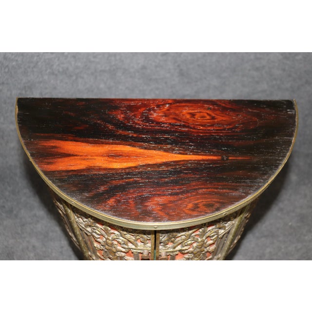 Oscar Bach Style Faux Tortoise Shell Bronze Demilune Cabinet Console & Chair For Sale In Philadelphia - Image 6 of 12
